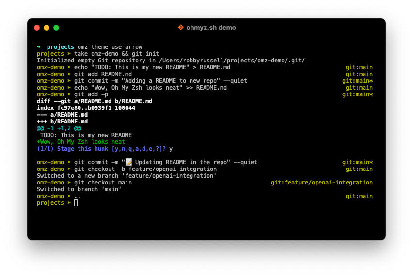 Oh My Zsh theme: arrow