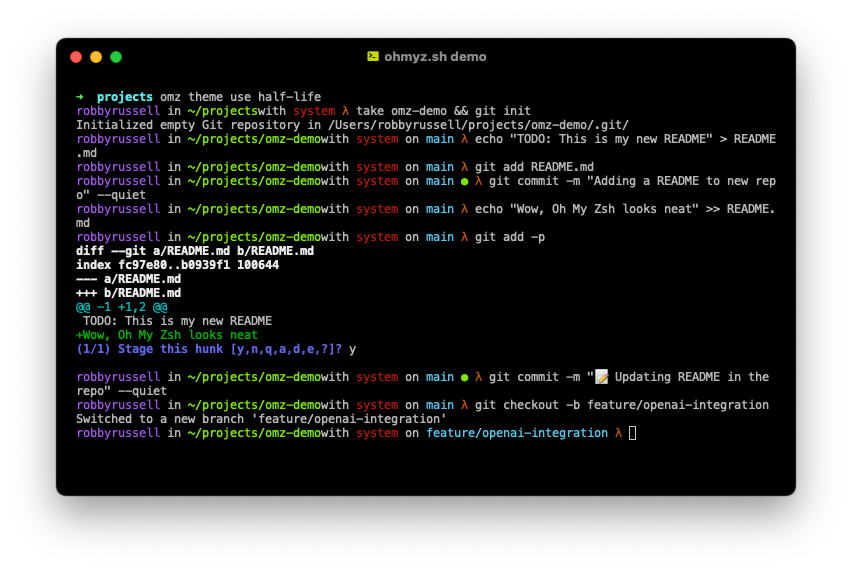 Oh My Zsh theme: half-life